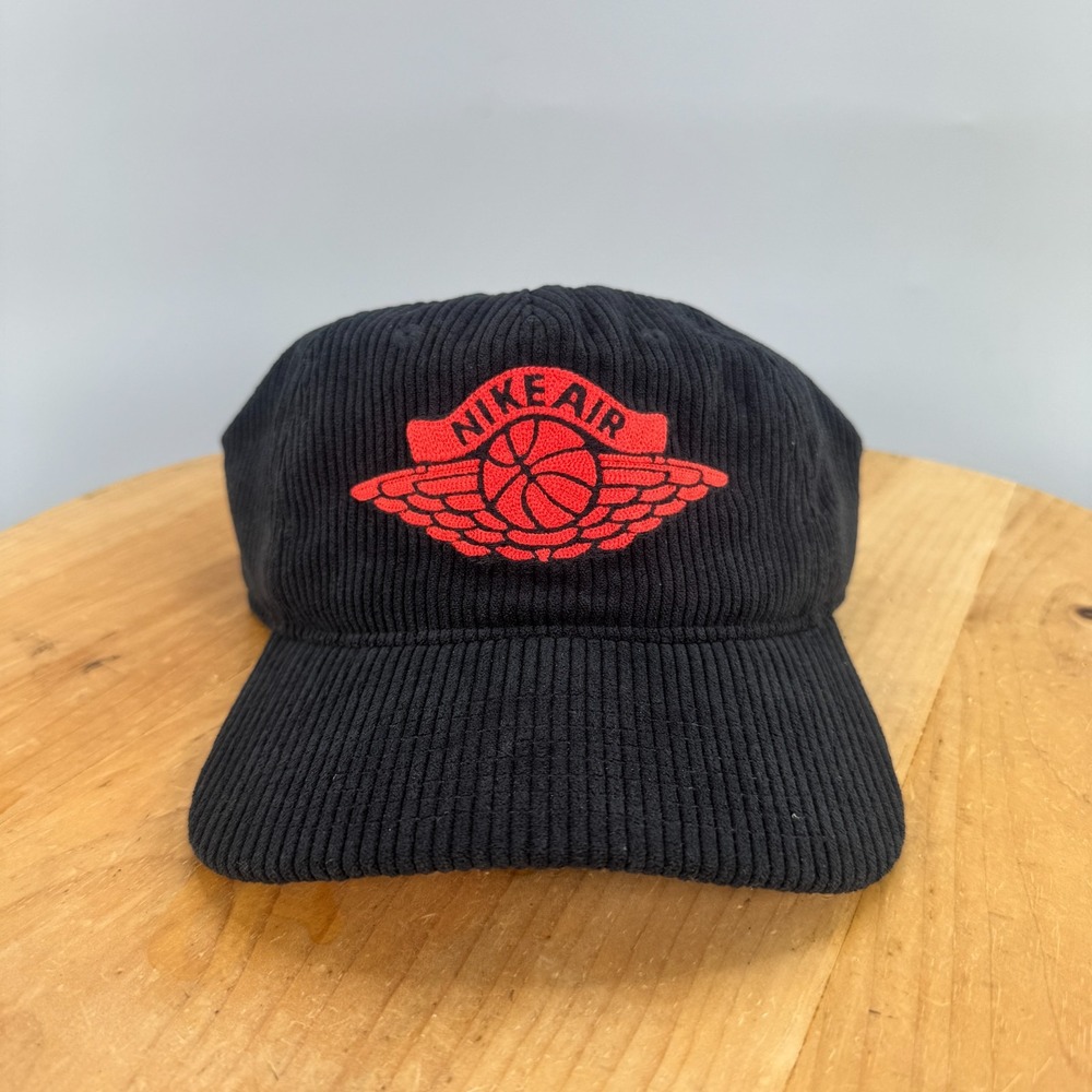 Nike Air Jordan Cap Size S/M Hat Unstructured Corduroy Bred Black Adult Unisex